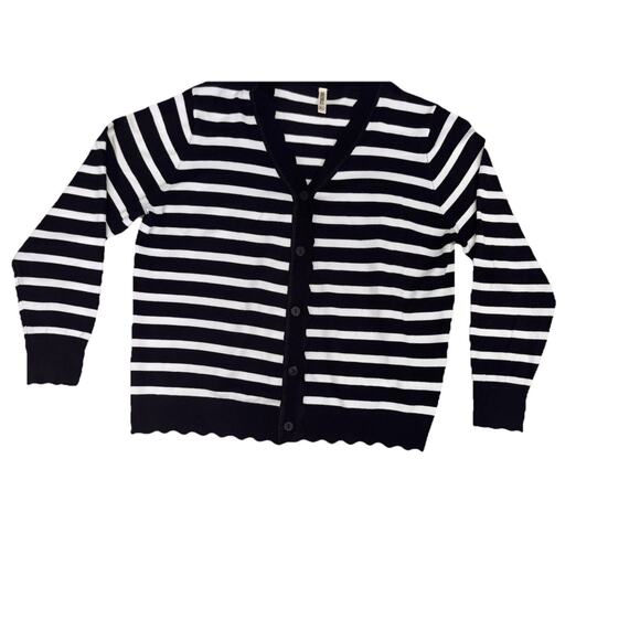Lands' End Sweaters - Women’s Lands End LS Mariner Crew neck Tee Navy White‎ Stripe XL Nautical
